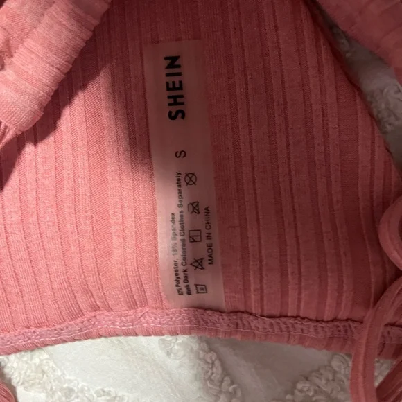 SHEIN Pink Ribbed Bikini Set - Picture 2 of 4